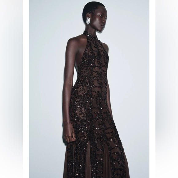 Zara SEQUIN HALTER DRESS - Picture 13 of 14
